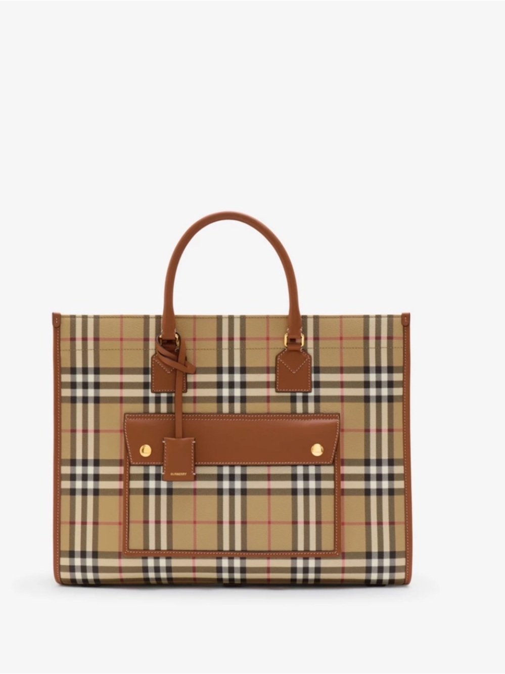 Burberry Tan/Brown Check Medium Freya Tote